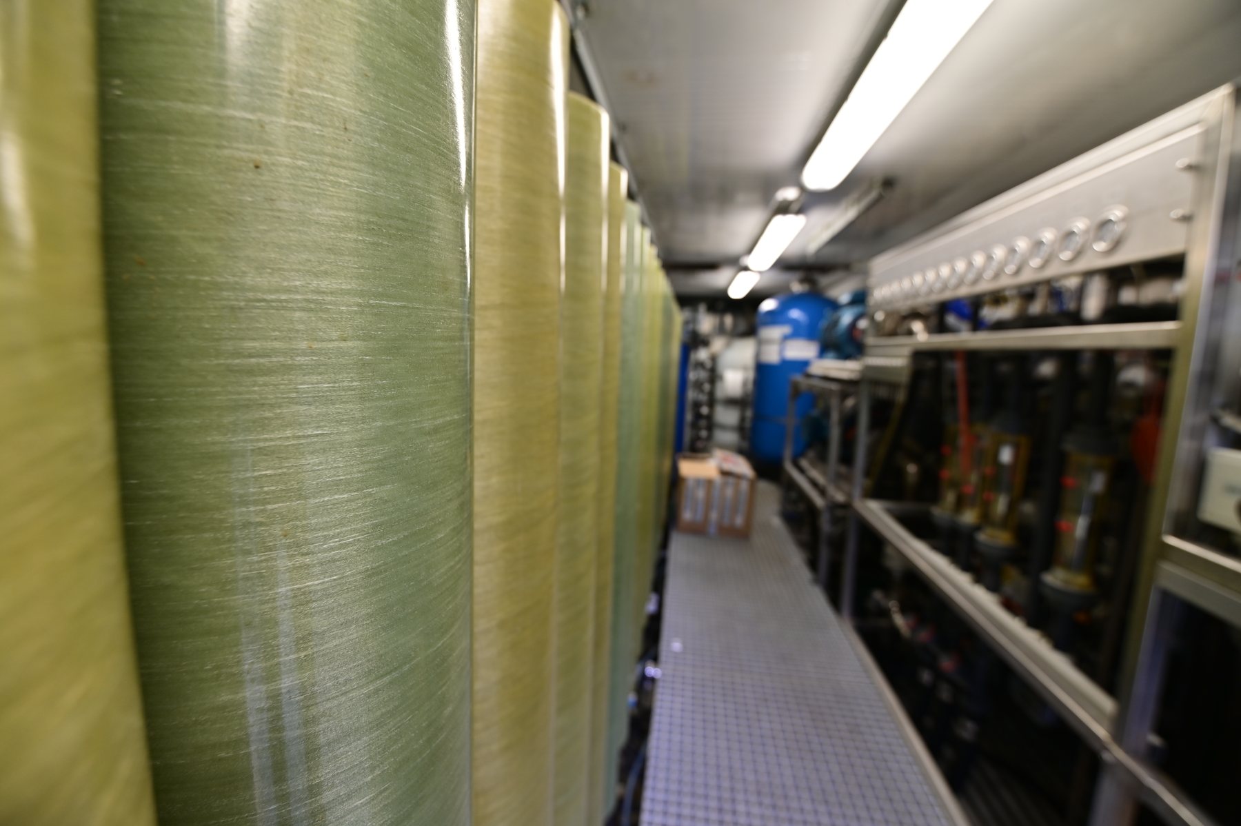 Wide interior perspective of a containerized ROTREAT system